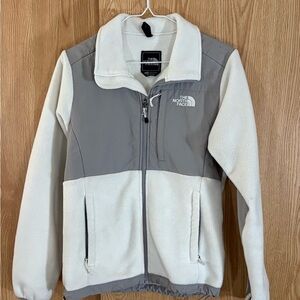 The North Face Denali Fleece White and Gray Women's Full Zip Jacket